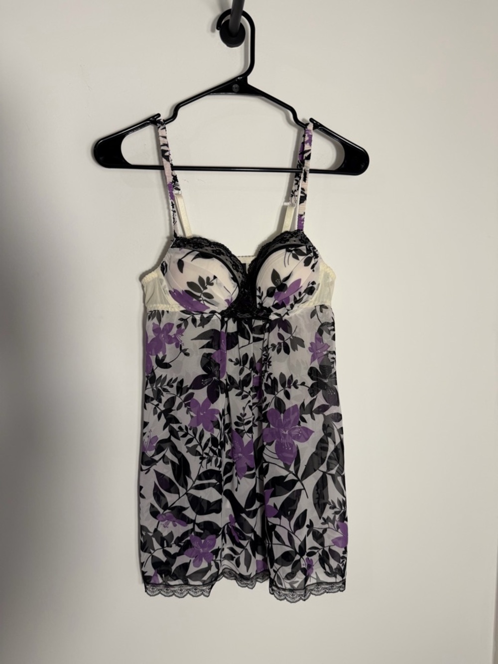 Apt. 9 Purple and Black Floral Lace Chemise